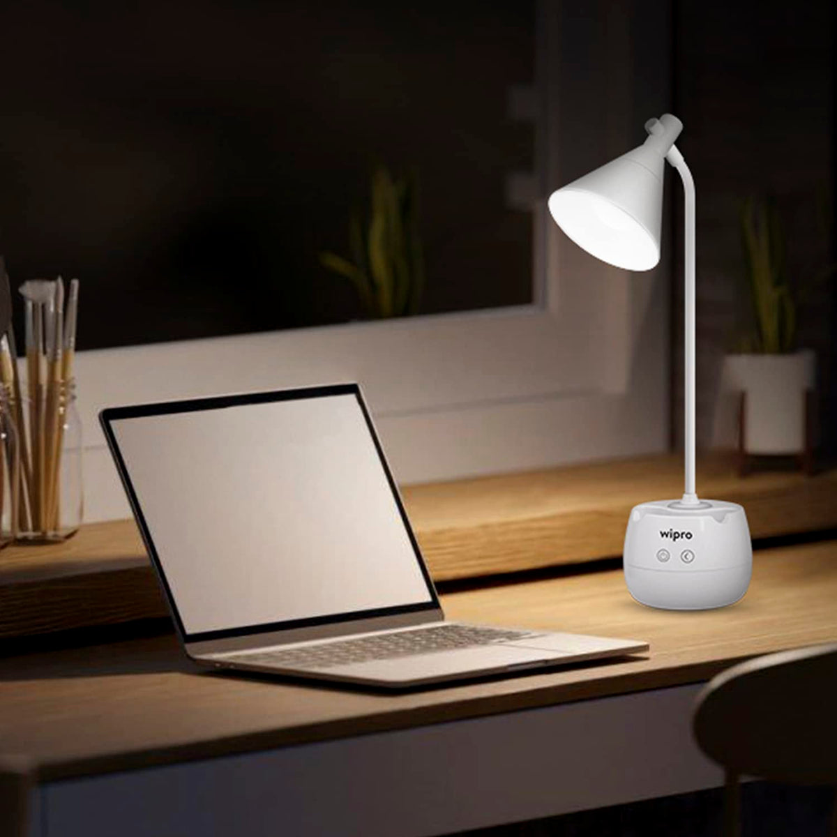 wipro Orion 6w Rechargeable LED Table Lamp- 3 Grade Dimming and Night Light (E20002)