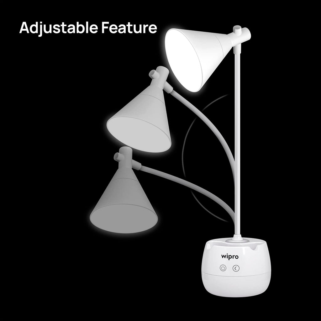 wipro Orion 6w Rechargeable LED Table Lamp- 3 Grade Dimming and Night Light (E20002)