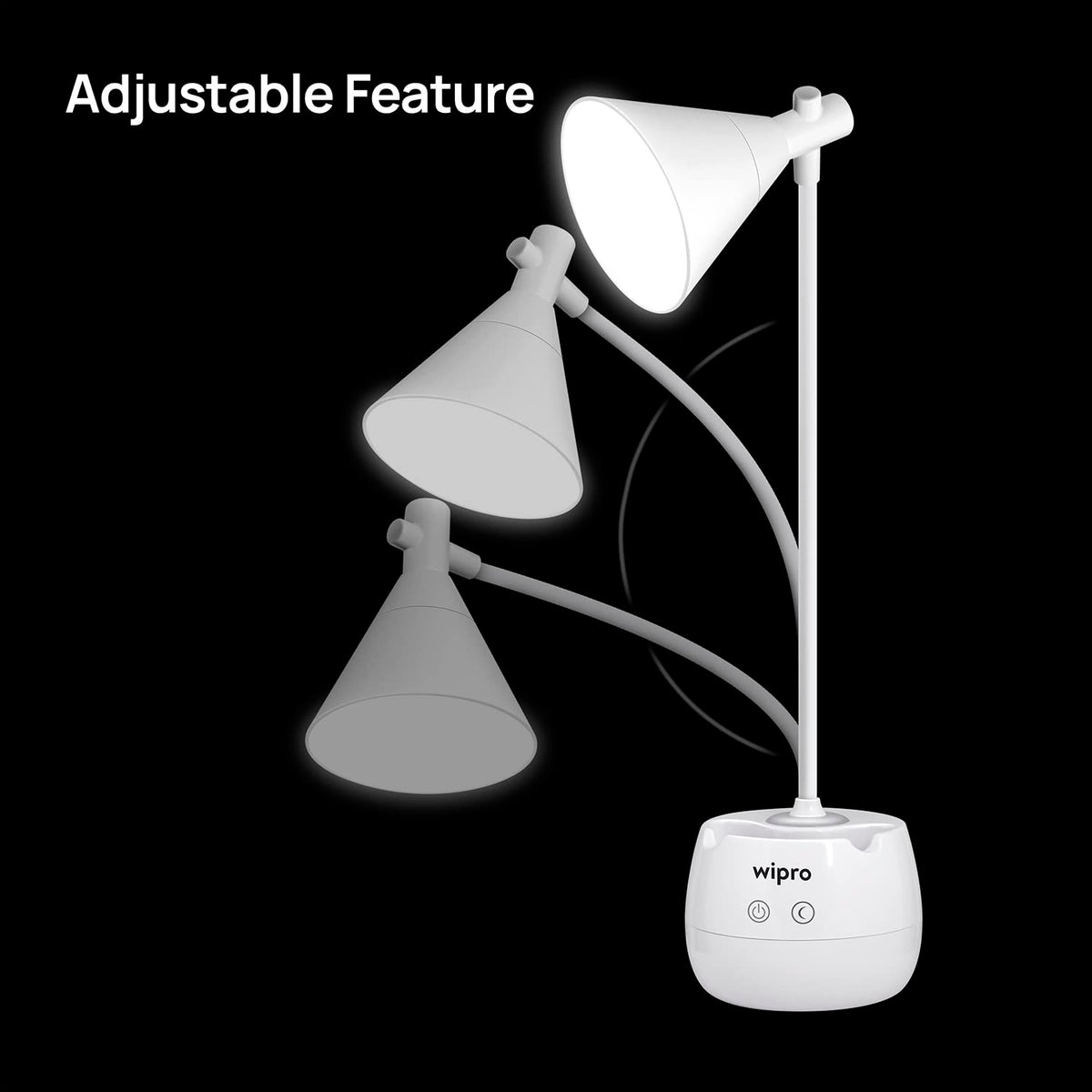 wipro Orion 6w Rechargeable LED Table Lamp- 3 Grade Dimming and Night Light (E20002)