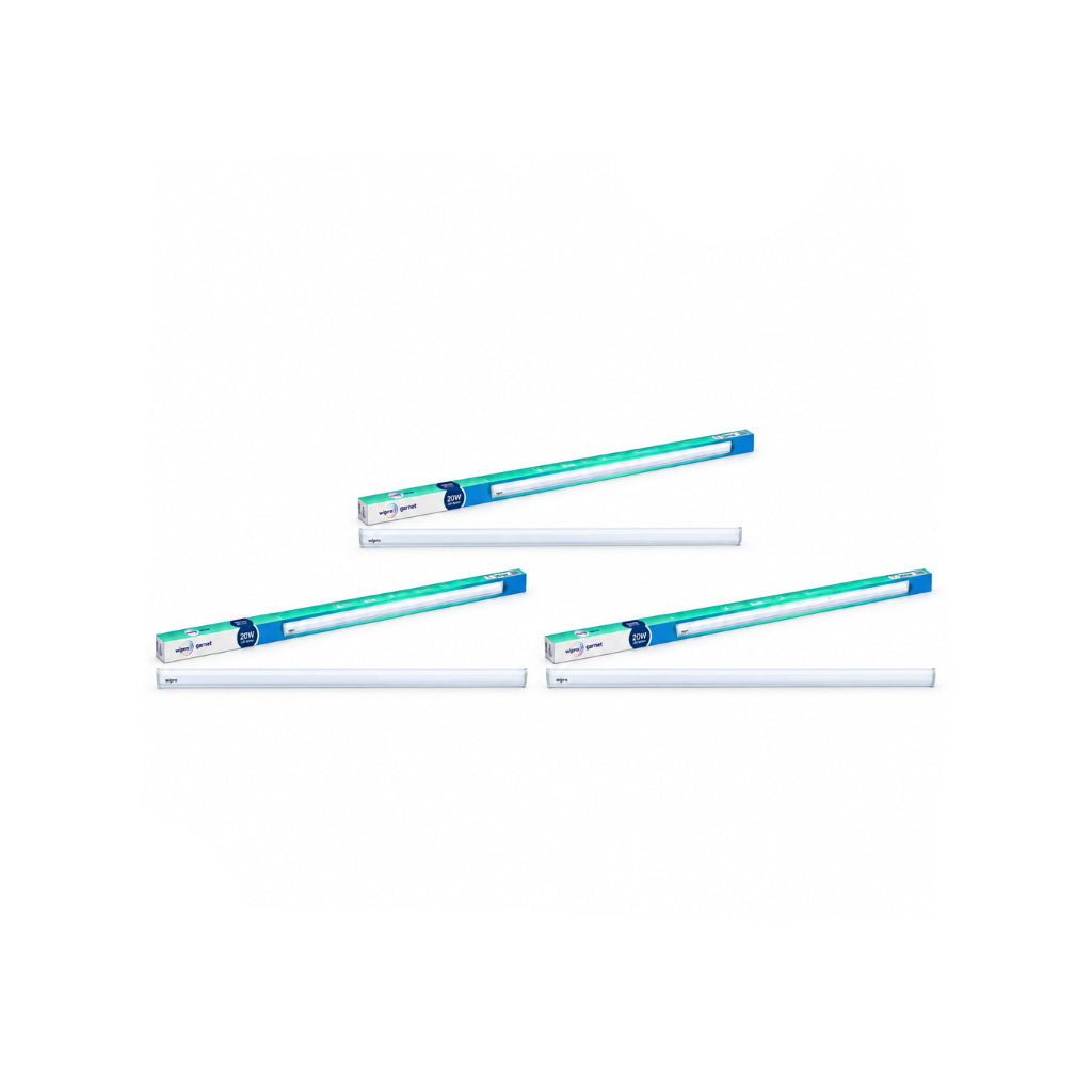 wipro Plastic Garnet 20W LED Batten for Living Room & Bedroom|Bright & Energy Efficient Tubelight for Home|Cool Day Light (6500K) with 2000 Lumen|4Feet, Pack of 3