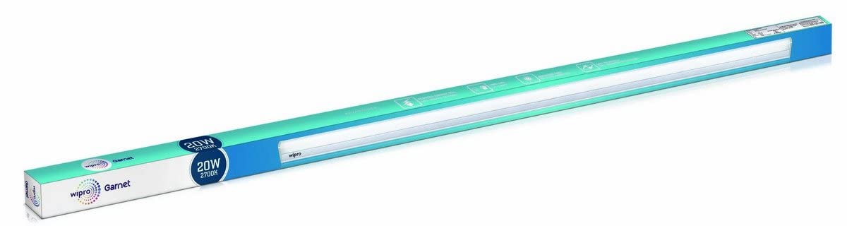 wipro Plastic Garnet 20W LED Batten for Living Room & Bedroom|Bright & Energy Efficient Tubelight for Home|Cool Day Light (6500K) with 2000 Lumen|4Feet, Pack of 3