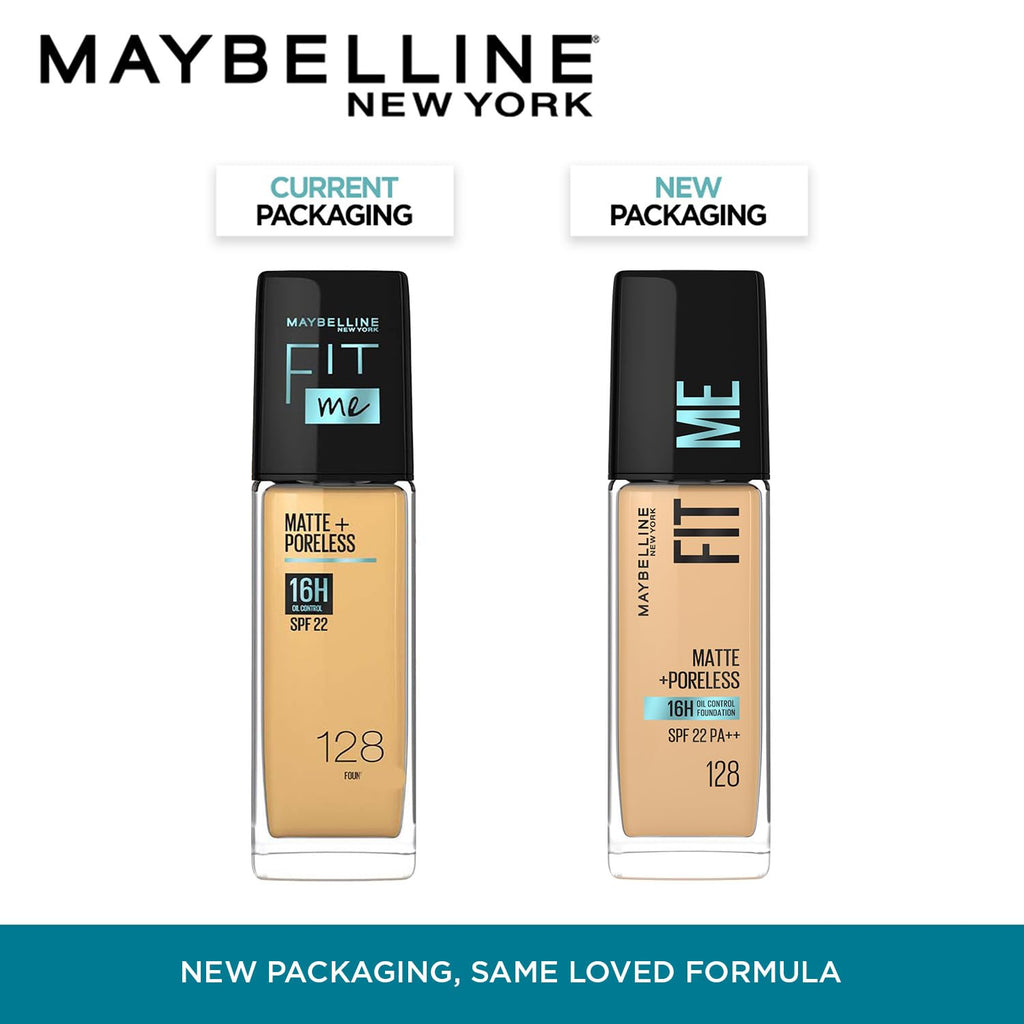 Maybelline New York Fit Me Matte + Poreless Liquid Foundation, 128 Warm