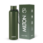 Milton Aura 1000 Thermosteel Water Bottle, 24 Hr Hot and Cold I Leak Proof Lid, ISI Certified I Vacuum Insulated I for Office, Gym, School I Military Green