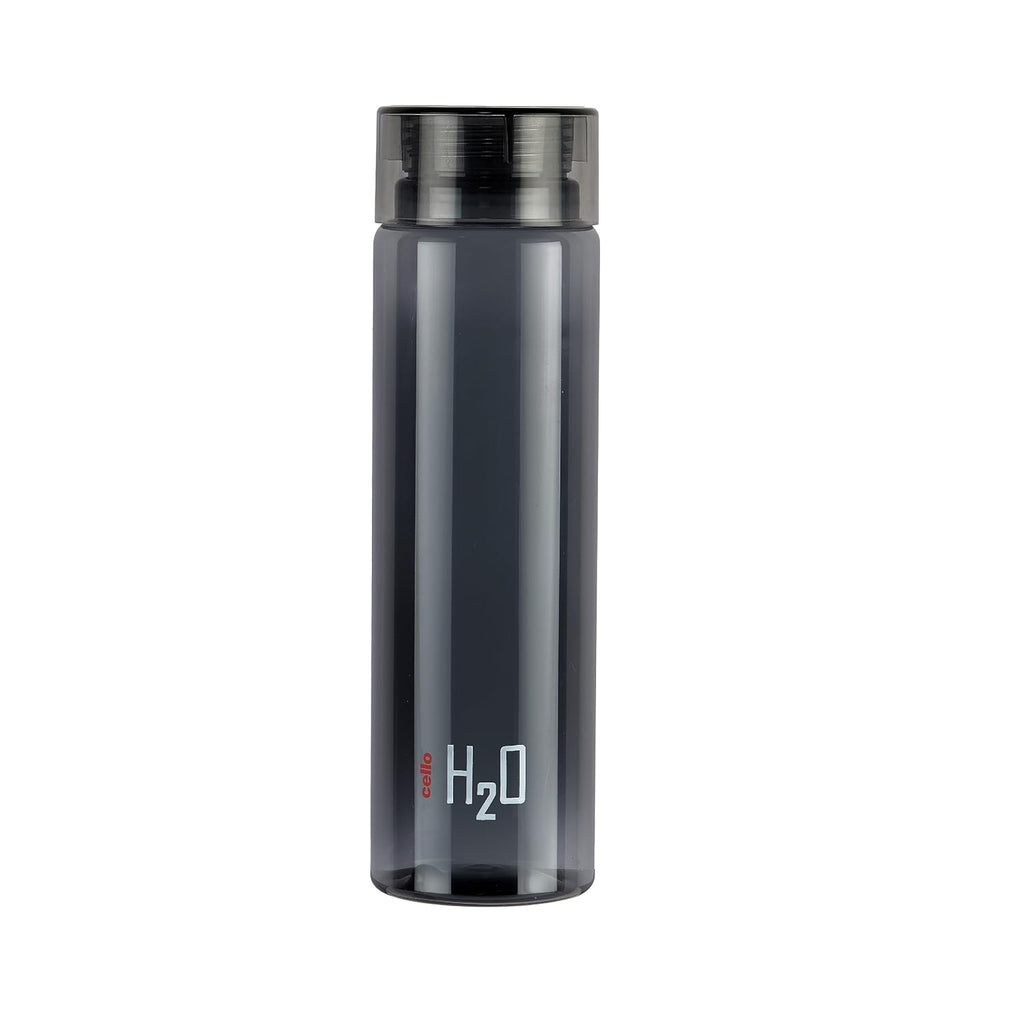 CELLO H2O Round Water Bottle 1000ml, Black | BPA Free, Unbreakable & Reusable PET Bottle | Leakproof Silicone Lid Fridge Set of Water Bottle For Kitchen, Office, School, College, Travel & Gifting