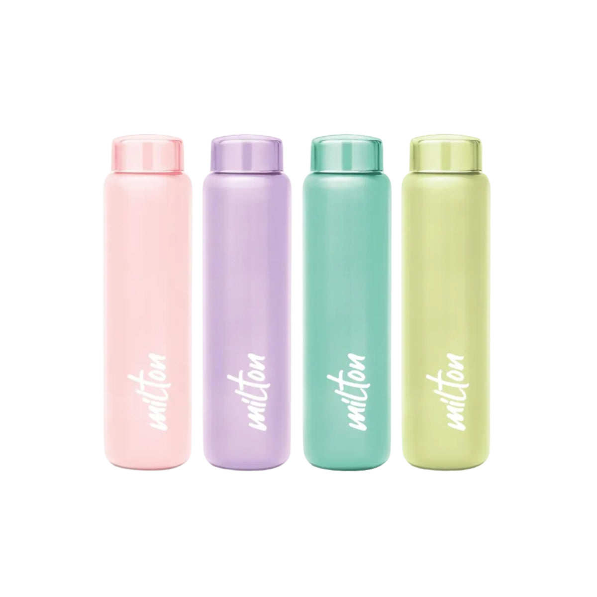 MILTON Aqua 1000 Stainless Steel Water Bottle set of 4, 920 ml each, Single Walled, ISI Certified I Leak Proof Lid, Rust Proof I For School, Office, Gym I Light Green, Purple, Light Pink, Green