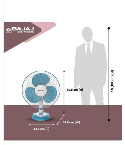 Bajaj Esteem 400 mm Table Fan (Blue)