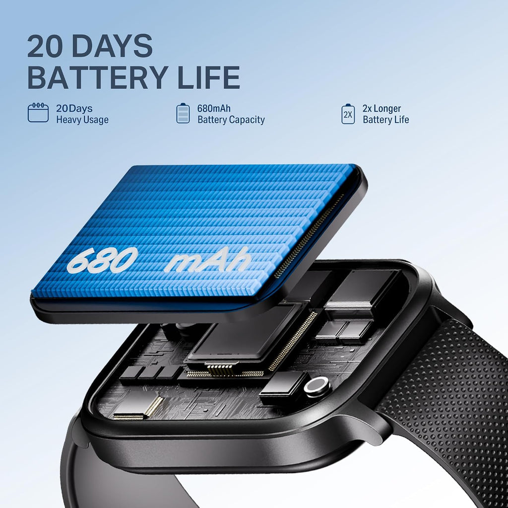 boAt New Launch Storm Infinity Max, 20 Days Maximum Battery, Biggest Battery Capacity Ever! 2.01" (5.1cm) Display, Functional Crown, AI Nudges, BT Calling, Smart Watch for Men & Women (Active Black)