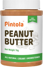 Pintola All Natural Peanut Butter Creamy 1kg | Smooth | Unsweetened | 30g Protein  (Pack of 3)