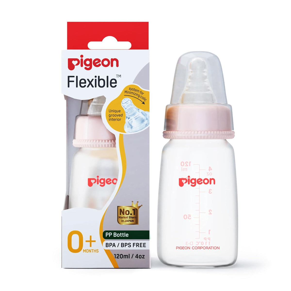 Pigeon Peristaltic Nursing Bottle KPP 120ml Pink Nipple S | Baby Feeding Bottle | Natural Feeding Bottle for New Born | BPA Free Bottle for Baby | Baby Bottles for Milk