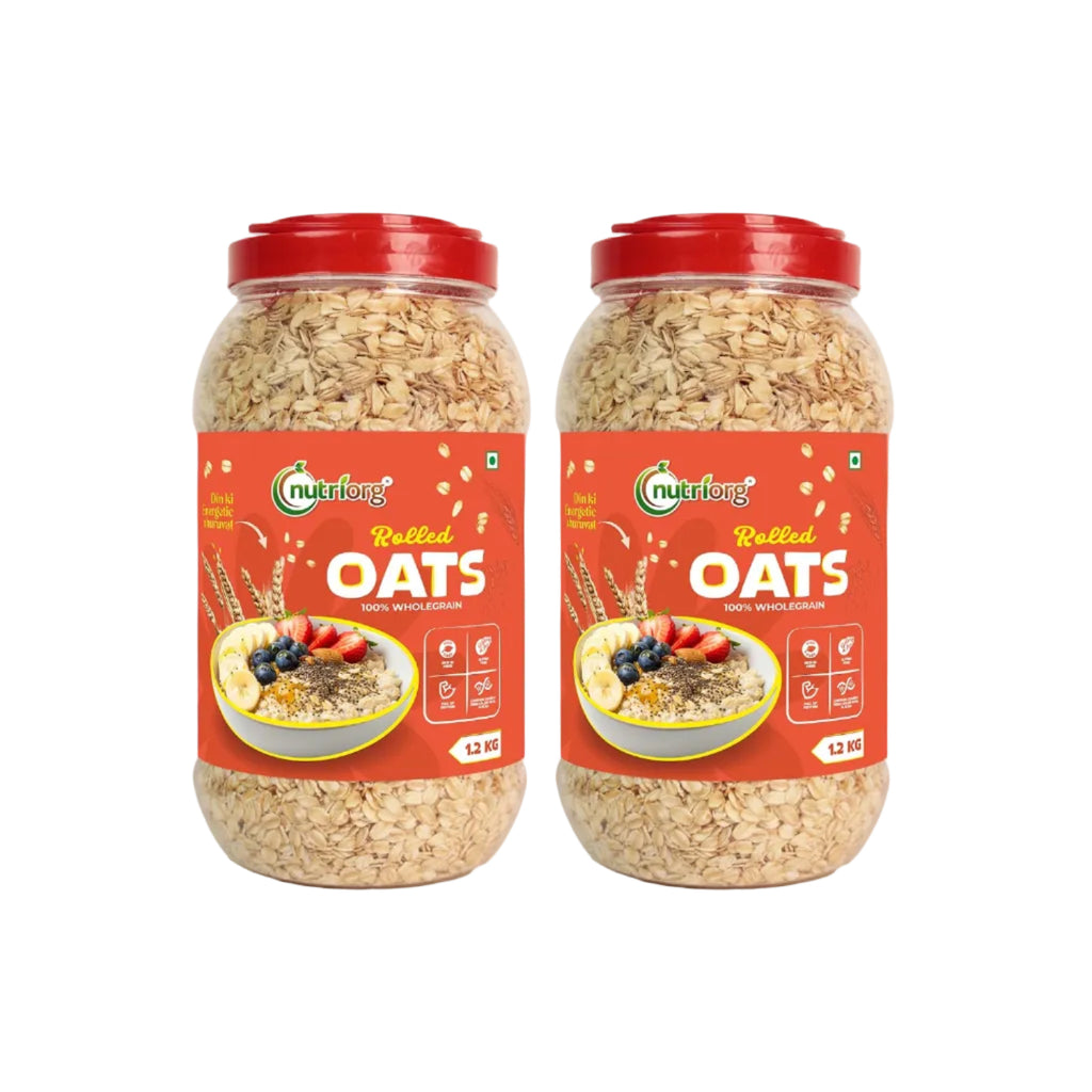 NutriOrg Rolled Oats 2.4 Kg | Gluten Free | High protein & Fibre Rich | Easy to Cook | Nutritional Breakfast Cereal Oats