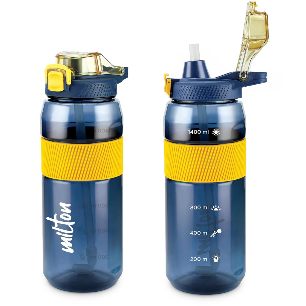MILTON Sports Sipper Large Water Bottle 1600 ml, for Adults, 100% Leakproof, One-Click Open I Track Daily Intake I BPA-Free I Removable Straw I Easy Carry Handle I Ideal for Gym, Sports, Office, Blue