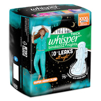 Whisper bindazzz Nights Pads For Women, XXX-Large Pack of 20 pads Scent: unscented