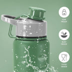 MILTON Gripper 1000 Stainless Steel Water Bottle, 900 ml, Green | Leak Proof | Easy Grip | Light Weight | Easy to Carry