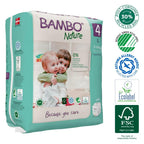 Bambo Nature Premium Baby Tape Diapers for Baby Large Size (7-14 Kgs) Super Absorbent, Breathable, Extra Soft, Dermatologically Tested, Hypoallergenic Toddler Nappies With Wetness Indicator, 144 Count
