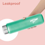 MILTON Aqua 1000 Stainless Steel Water Bottle 920 ml, Single Walled, ISI Certified I Leak Proof Lid, Rust Proof I For School, Office, Gym I Light Green