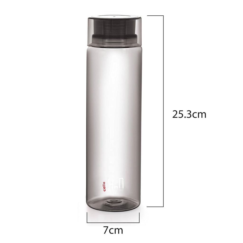 CELLO H2O Round Unbreakable Plastic Water Bottle | Lid is sealed by a silicone ring | Leak proof & break-proof |Best Usage for Office/School/College/Gym/Picnic/Home/Fridge | 1 Liter | Black, Set of 3