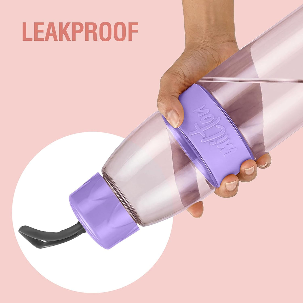 MILTON Jimmy 900 Pet water bottle, 830 ml | Leak-Proof, BPA-Free, Easy to Carry Handle & Strap | Reusable Water bottle for fridge|Perfect for Office, Travel, Gym Bottle for Men and Women, Purple