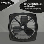 Bajaj Bahar Fresh 225 MM Exhaust Fan | Strong Metal Body And Blades | Noiseless Operations | Rust Proof Body And Blades | 2 Yr Warranty 【Metallic Grey】