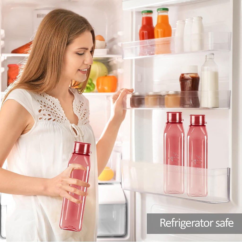 MILTON Prime 1000 Water Bottle, 1 Litre, Reusable Plastic Fridge Bottle, BPA Free and Leak Proof Bottles for Travel, Work, Pack of 1, Burgundy