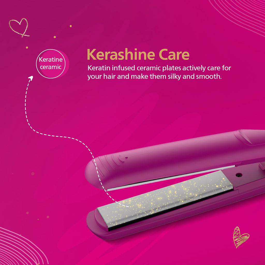 Philips India's No.1 Hair Styling Brand Hair Straightener, Long-Lasting Salon like Results, Frizz Control,Shine, Ceramic Plates Even Heat 200°C, Narrow Plates for Precision, For Indian Hair, BHS252