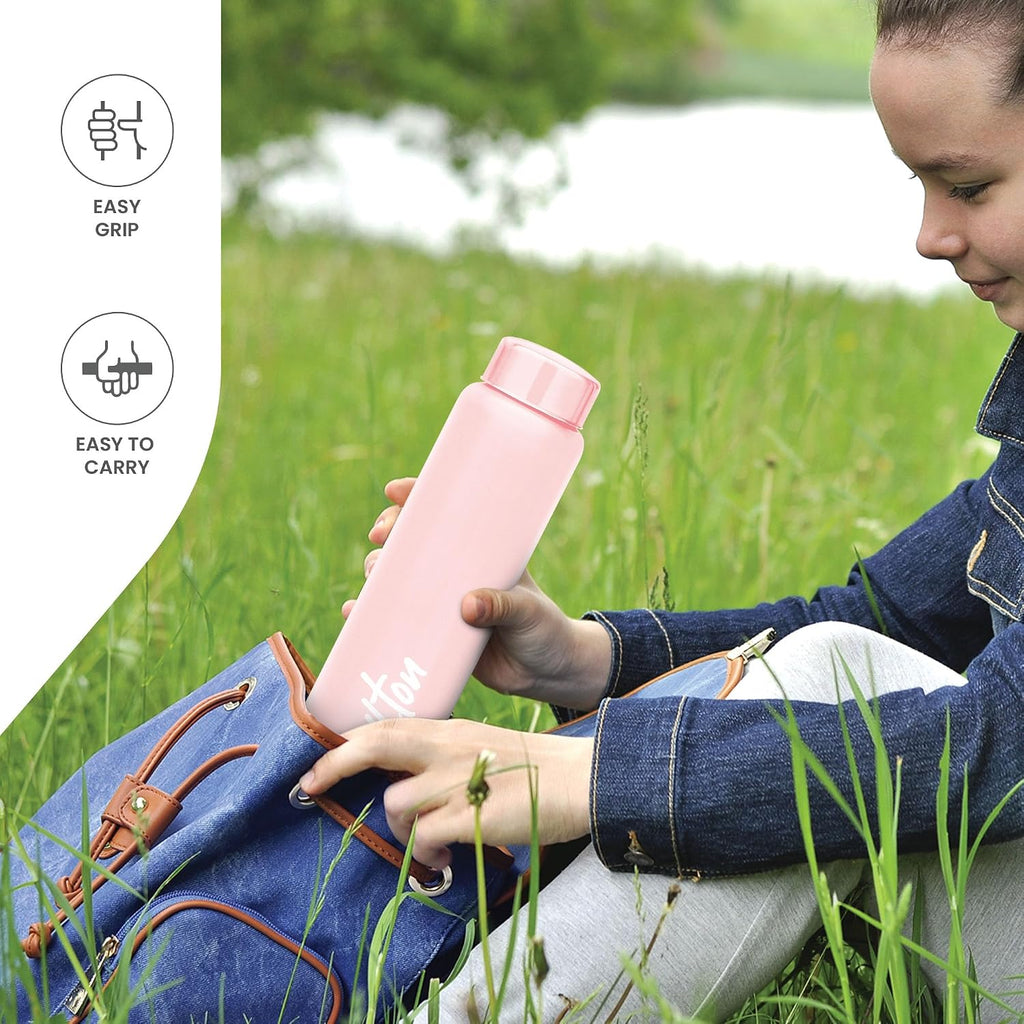 MILTON Aqua 1000 Stainless Steel Water Bottle set of 4, 920 ml each, Single Walled, ISI Certified I Leak Proof Lid, Rust Proof I For School, Office, Gym I Light Green, Purple, Light Pink, Green