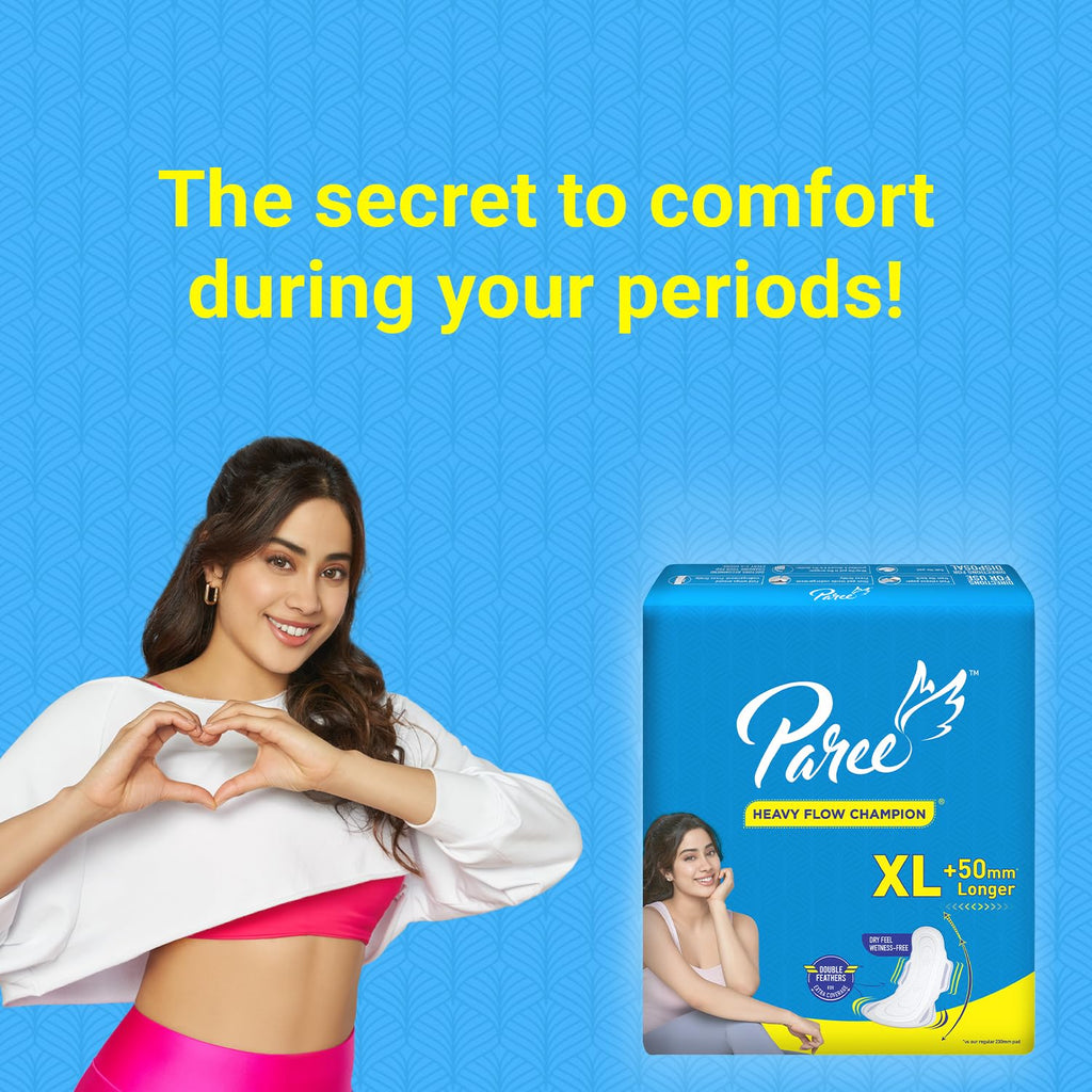 Paree Dry Comfort XL 40 Pads | Wider Back for Extra Coverage |Quick Absorption | Mild Fragrance|Heavy Flow Sanitary Pads for Women