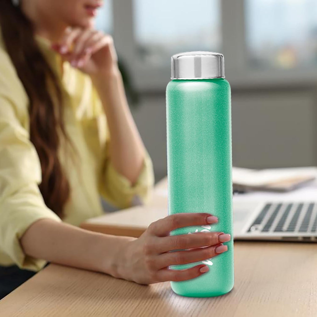MILTON Aqua 1000 Stainless Steel Water Bottle 920 ml, Single Walled, ISI Certified I Leak Proof Lid, Rust Proof I For School, Office, Gym I Light Green