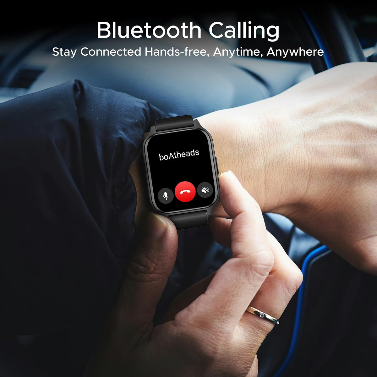 boAt Wave Call 2 Plus Smart Watch w/Bilingual Support (Hindi/English), 1.96”(4.97 cm) HD Display, BT Calling, 100+Sports Modes, Animated Watch Faces, Voice Assistant(Active Black)