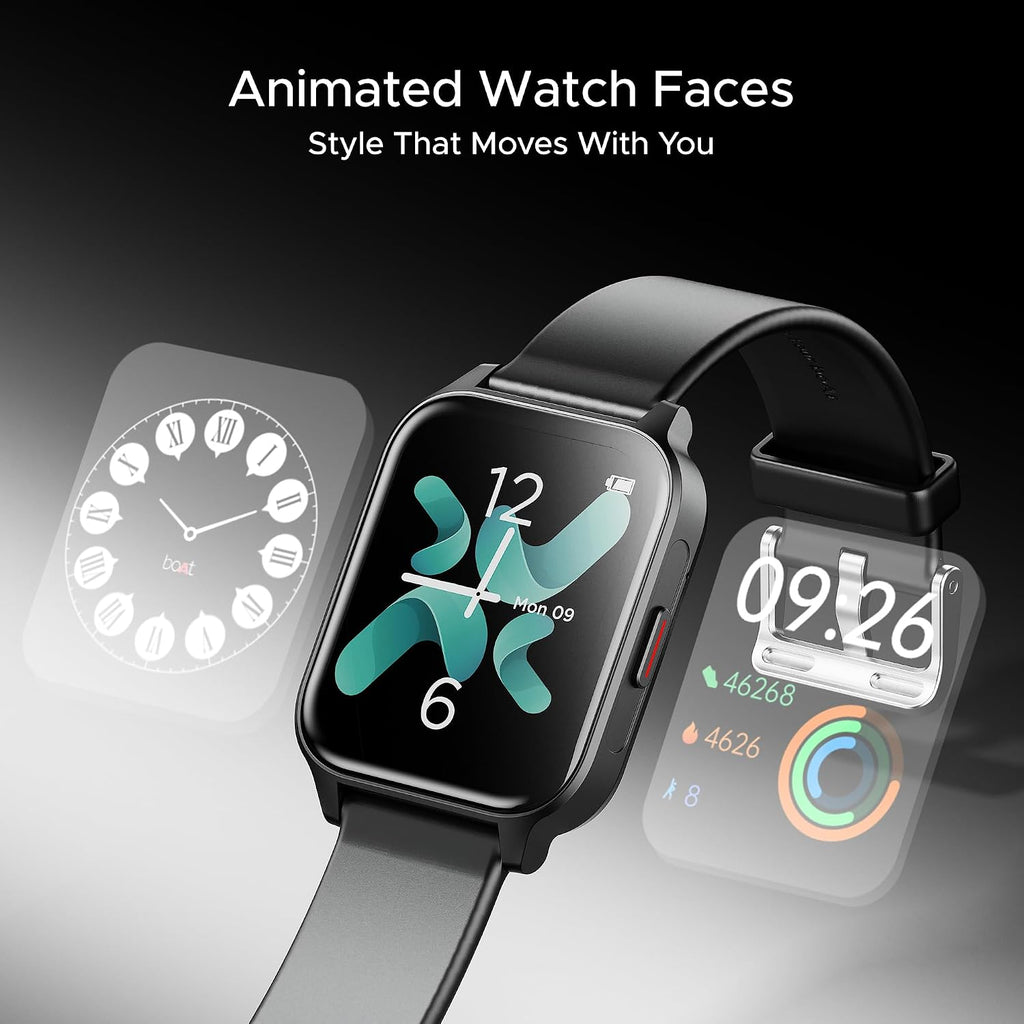 boAt Wave Call 2 Plus Smart Watch w/Bilingual Support (Hindi/English), 1.96”(4.97 cm) HD Display, BT Calling, 100+Sports Modes, Animated Watch Faces, Voice Assistant(Active Black)