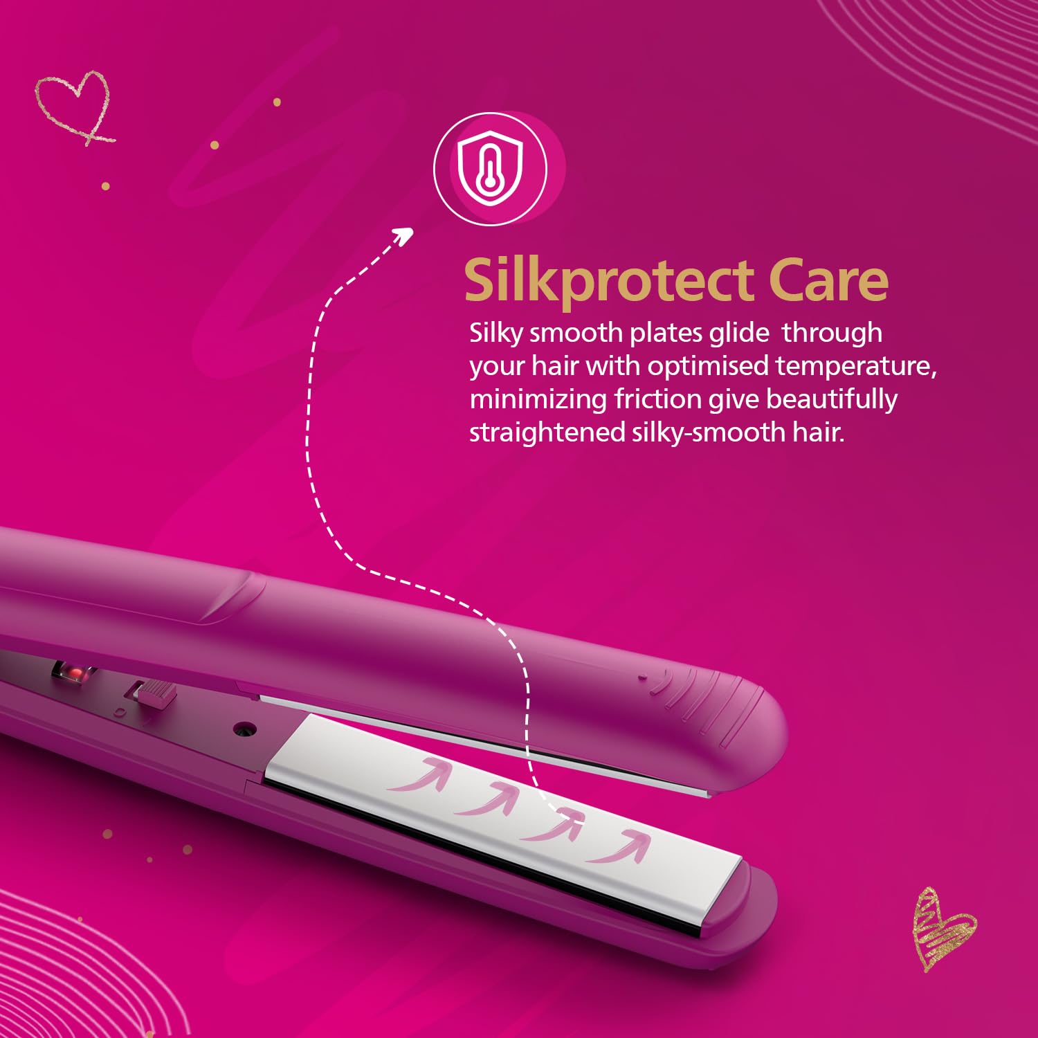 Philips India's No.1 Hair Styling Brand Hair Straightener, Long-Lasting Salon like Results, Frizz Control,Shine, Ceramic Plates Even Heat 200°C, Narrow Plates for Precision, For Indian Hair, BHS252
