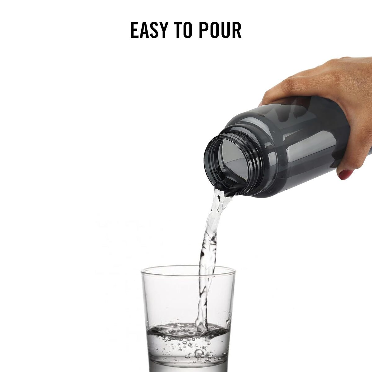 CELLO H2O Round Water Bottle 1000ml, Black | BPA Free, Unbreakable & Reusable PET Bottle | Leakproof Silicone Lid Fridge Set of Water Bottle For Kitchen, Office, School, College, Travel & Gifting
