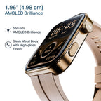 boAt Chrome Endeavour, Premium Metal Body, 1.96”(4.97cm) AMOLED Display,AI Coach Health Insights,Advanced S1 Processor,HRV,VO2 Max,Auto Watchface Refresh, Smart Watch for Men & Women (Cherry Blossom)