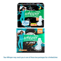 Whisper bindazzz Nights Pads For Women, XXX-Large Pack of 20 pads Scent: unscented