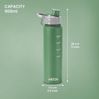 MILTON Gripper 1000 Stainless Steel Water Bottle, 900 ml, Green | Leak Proof | Easy Grip | Light Weight | Easy to Carry