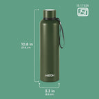 Milton Aura 1000 Thermosteel Water Bottle, 24 Hr Hot and Cold I Leak Proof Lid, ISI Certified I Vacuum Insulated I for Office, Gym, School I Military Green