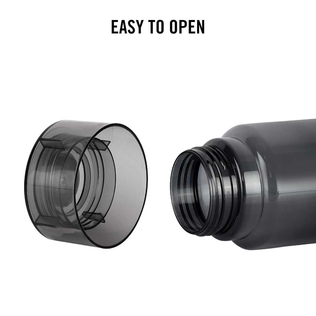 CELLO H2O Round Water Bottle 1000ml, Black | BPA Free, Unbreakable & Reusable PET Bottle | Leakproof Silicone Lid Fridge Set of Water Bottle For Kitchen, Office, School, College, Travel & Gifting