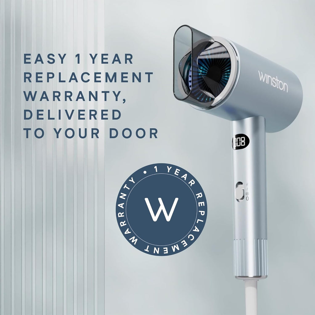 Winston Digital Smart Ionic Hair Dryer 2000 Watts Fast Drying with LED Display, Dual Speed & Heat Settings, All Hair Types, Lightweight