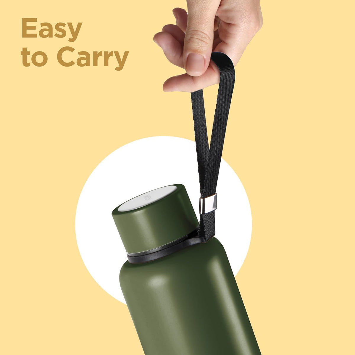 Milton Aura 1000 Thermosteel Water Bottle, 24 Hr Hot and Cold I Leak Proof Lid, ISI Certified I Vacuum Insulated I for Office, Gym, School I Military Green