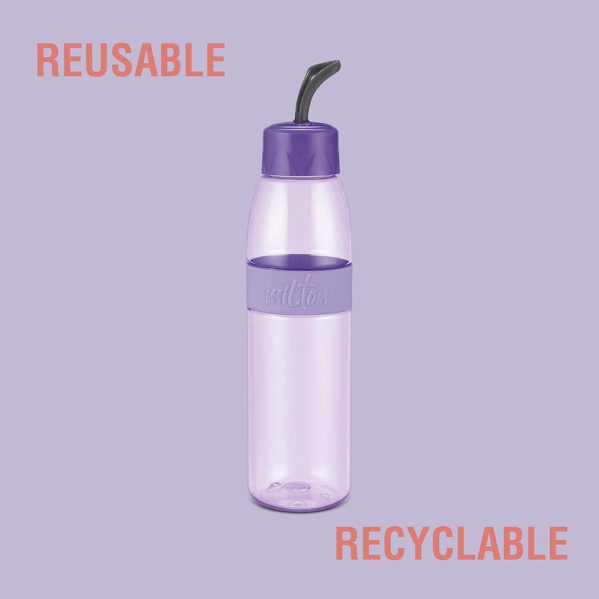 MILTON Jimmy 900 Pet water bottle, 830 ml | Leak-Proof, BPA-Free, Easy to Carry Handle & Strap | Reusable Water bottle for fridge|Perfect for Office, Travel, Gym Bottle for Men and Women, Purple