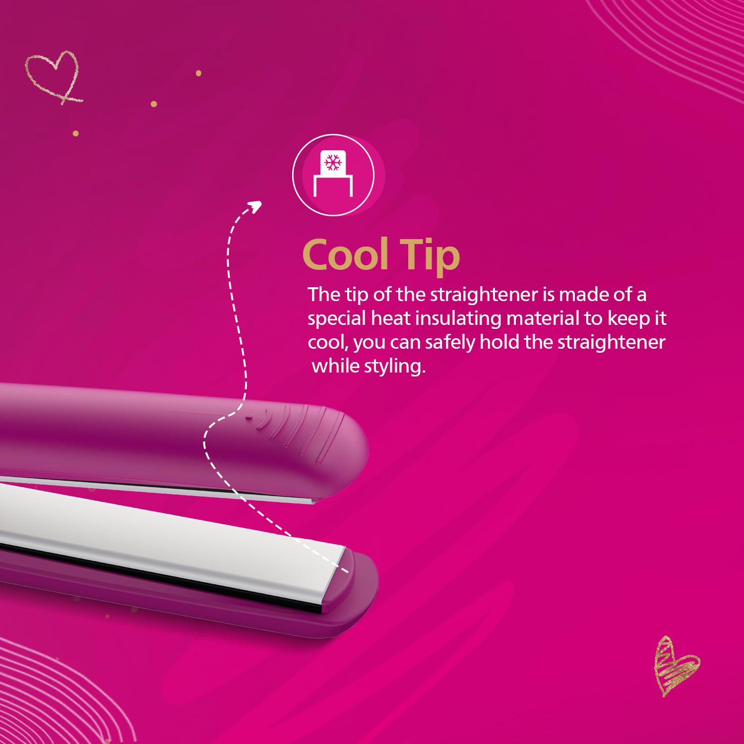 Philips India's No.1 Hair Styling Brand Hair Straightener, Long-Lasting Salon like Results, Frizz Control,Shine, Ceramic Plates Even Heat 200°C, Narrow Plates for Precision, For Indian Hair, BHS252