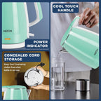 Milton Riga Electric 1.5 Stainless Steel Electric Kettle, 1 Piece, 1.5 Litres | Power Indicator | 1500 Watts | Double Wall Body With Cool-touch Handle I SS304 Steel I 1 Year Warranty | Aqua Green
