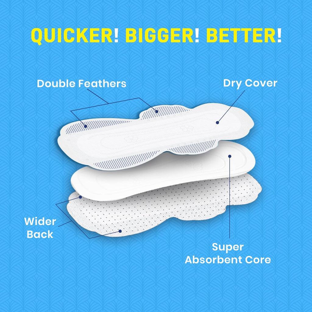 Paree Dry Comfort XL 40 Pads | Wider Back for Extra Coverage |Quick Absorption | Mild Fragrance|Heavy Flow Sanitary Pads for Women