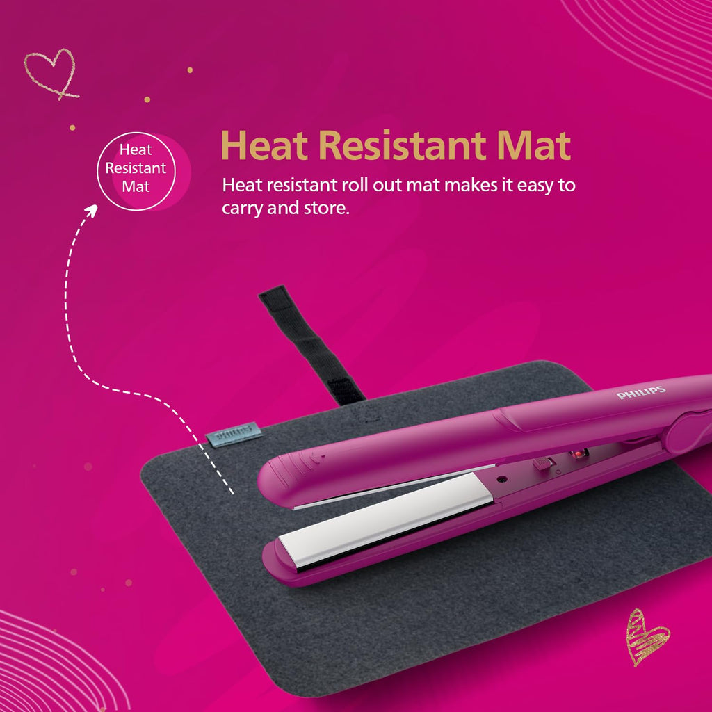 Philips India's No.1 Hair Styling Brand Hair Straightener, Long-Lasting Salon like Results, Frizz Control,Shine, Ceramic Plates Even Heat 200°C, Narrow Plates for Precision, For Indian Hair, BHS252