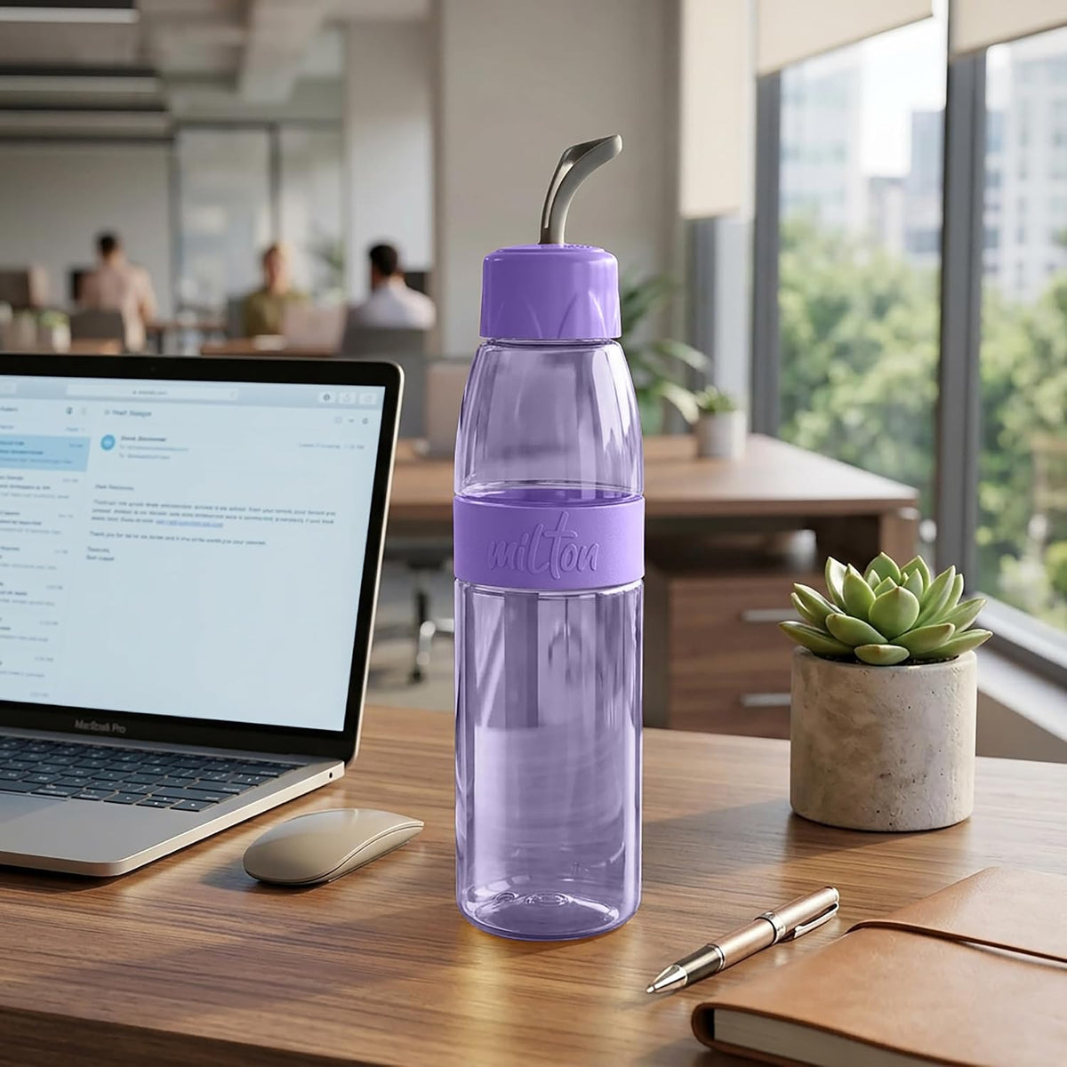 MILTON Jimmy 900 Pet water bottle, 830 ml | Leak-Proof, BPA-Free, Easy to Carry Handle & Strap | Reusable Water bottle for fridge|Perfect for Office, Travel, Gym Bottle for Men and Women, Purple
