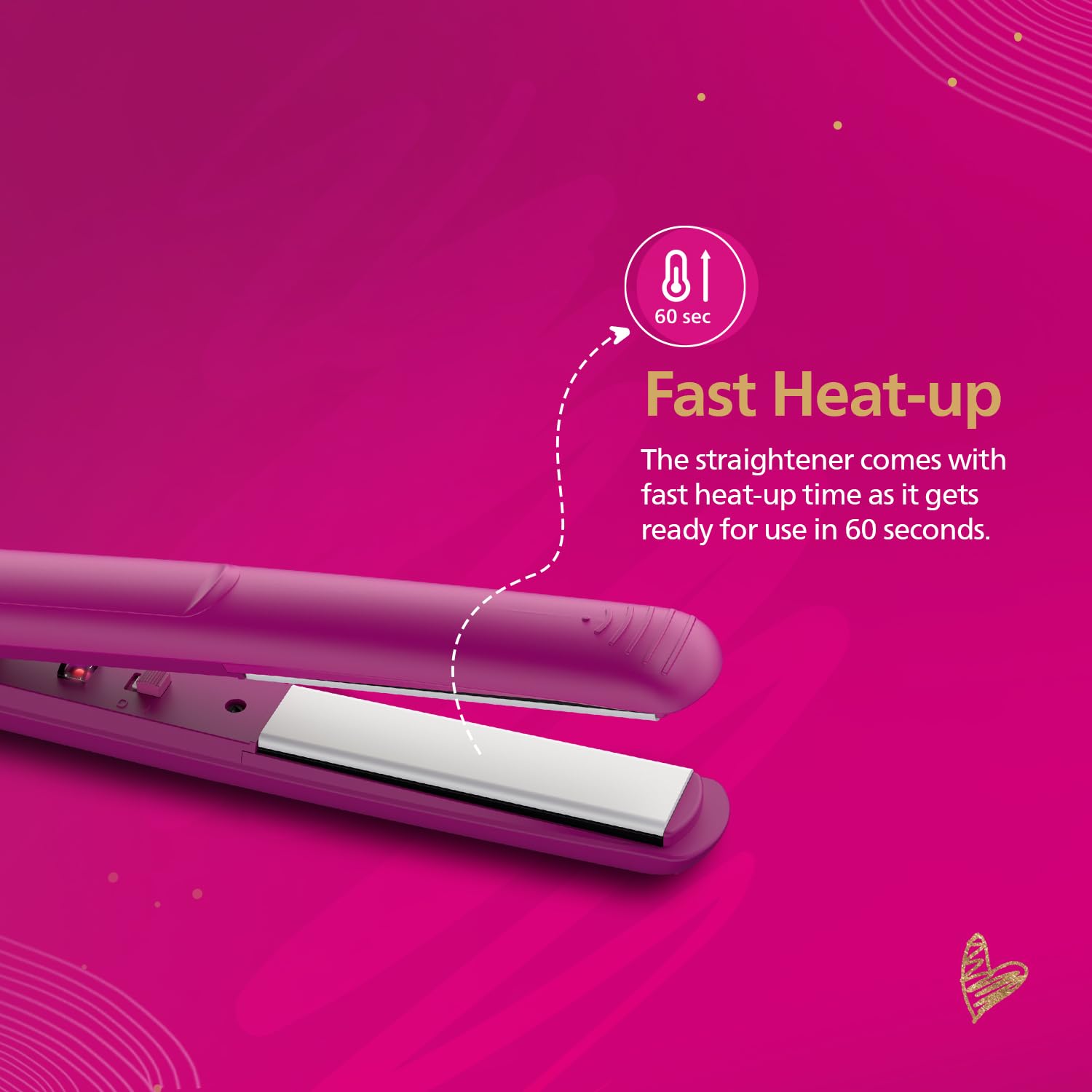 Philips India's No.1 Hair Styling Brand Hair Straightener, Long-Lasting Salon like Results, Frizz Control,Shine, Ceramic Plates Even Heat 200°C, Narrow Plates for Precision, For Indian Hair, BHS252