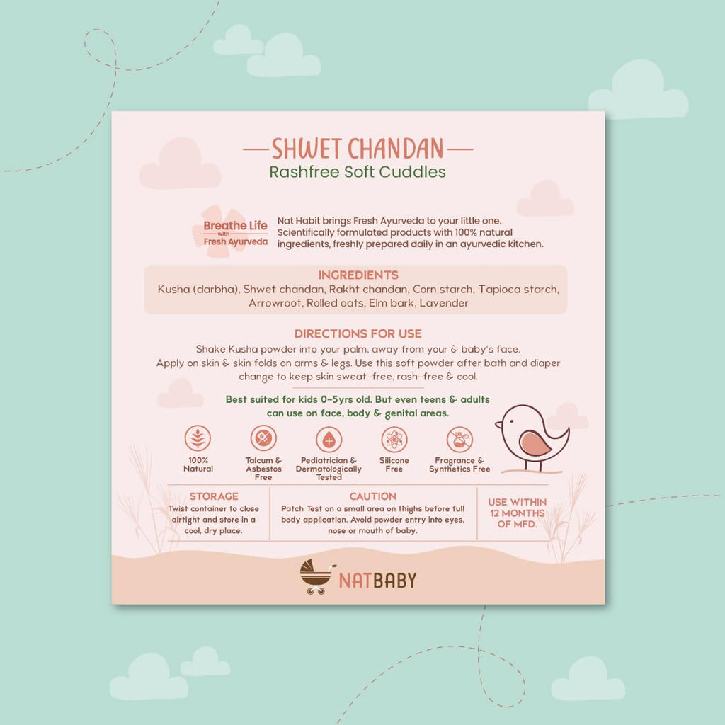 Nat Habit Shwet Chandan Kusha Baby Powder
