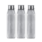 MILTON Prime Water Bottles Pack of 3, 1 Litre Each, Grey, Reusable Plastic Fridge Bottle Set, BPA Free and Leak Proof Waterbottles for School, Travel, Work