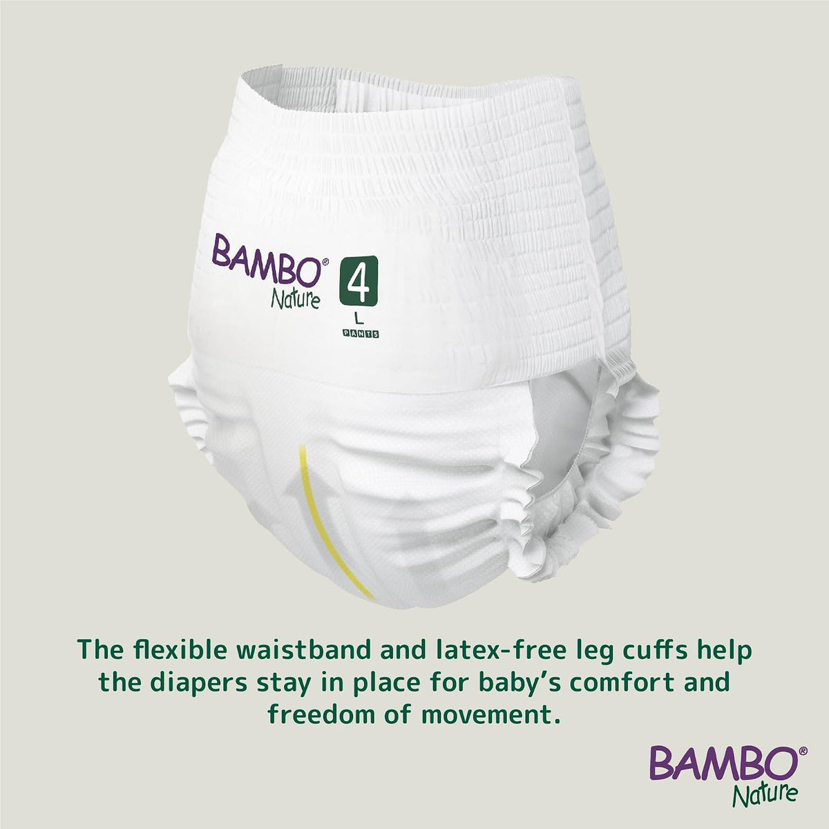 Bambo Nature Premium Baby Diapers - Pants Style, Large Size (7-12 Kgs), 20 Count - Super Absorbent Toilet Training Pull Ups with Wetness Indicator for Kids from 5-12 Months