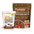Pintola High-Protein Combo: Dark Chocolate Crunchy Peanut Butter 510g & 22g High Protein Dark Chocolate Oats 400g | No Refined Sugar, Gluten-Free | With Almonds, Raisins, Pumpkin & Chia Seeds
