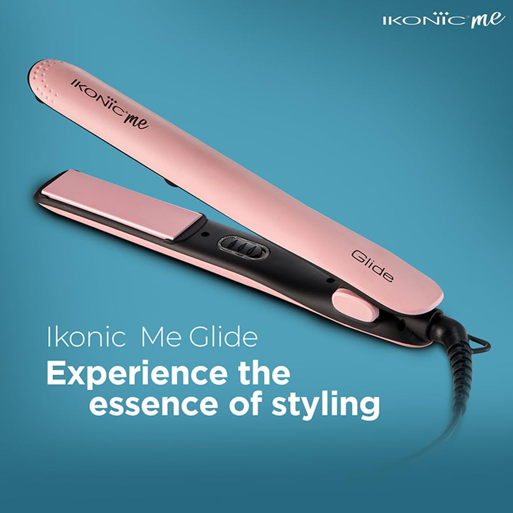 Ikonic Glide Hair Straightener | Ceramic Coated Floating Plates | Quick Heat Up | Switch Light Indicator |Compact Design | Travel Friendly | for All Hair Types, Peach